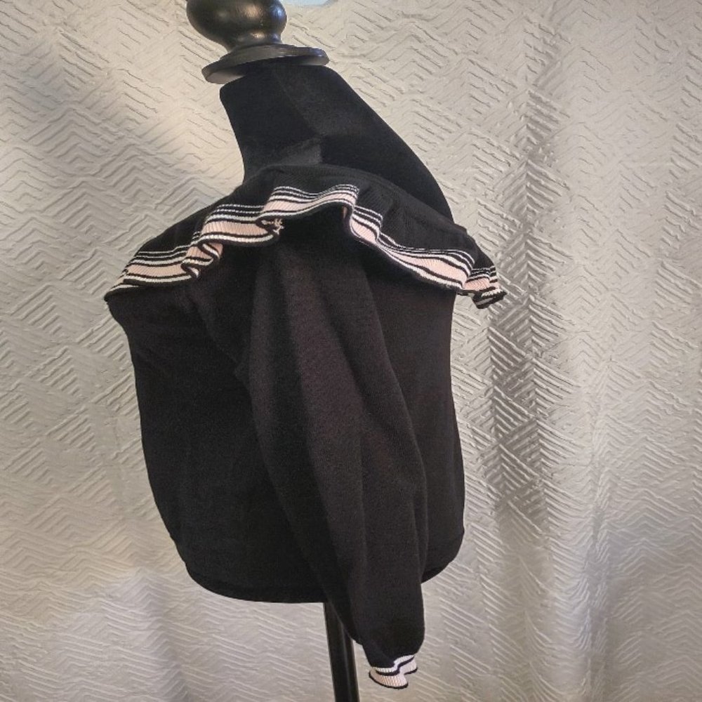 H&M Black Off the Shoulder Neck Pullover Sweater Women's Size Large - Picture 4 of 9
